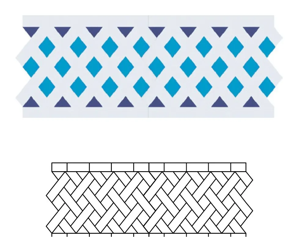 Adissa zellige pattern layout drawing with dimensions