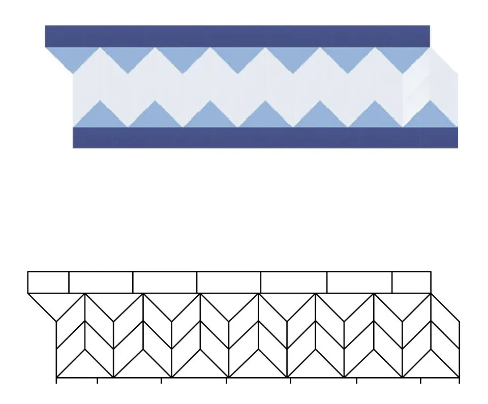 Afis zellige pattern layout drawing with dimensions