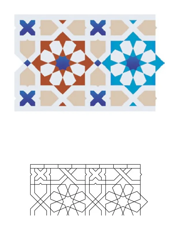 Al Fida zellige pattern layout drawing with dimensions