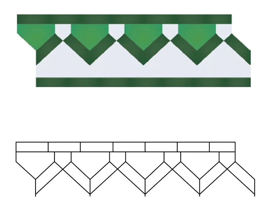 Anfa zellige pattern layout drawing with dimensions