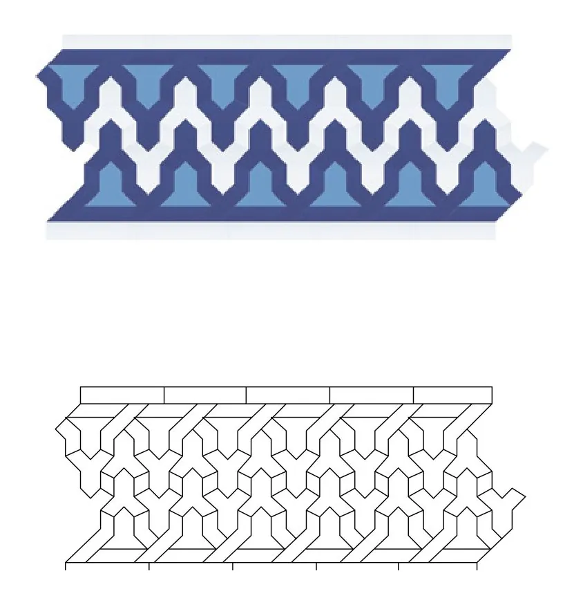 Borj zellige pattern layout drawing with dimensions