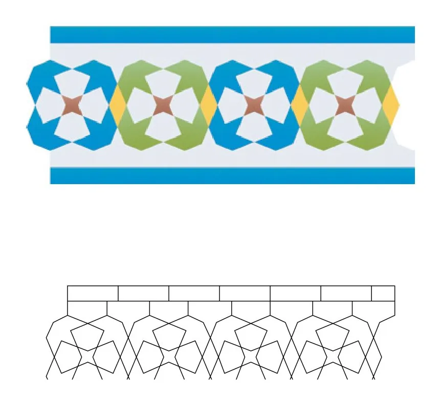 Chichaoua zellige pattern layout drawing with dimensions