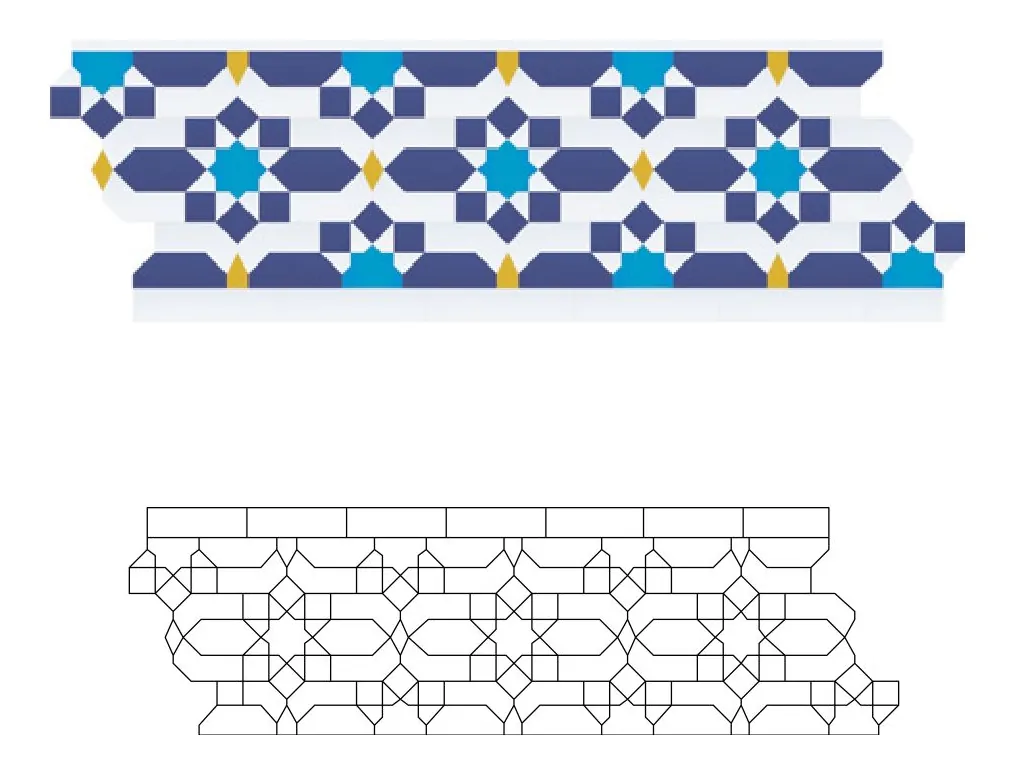 Edarlbayda zellige pattern layout drawing with dimensions