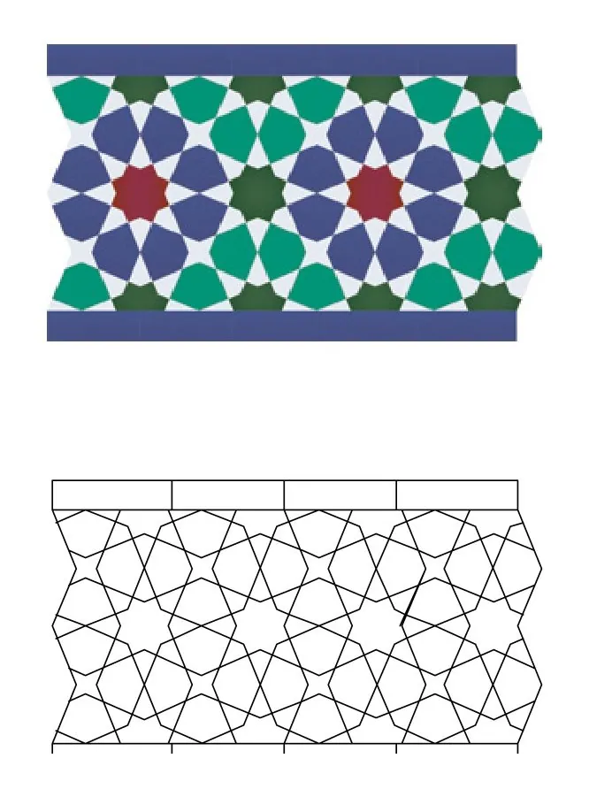 Fes zellige pattern layout drawing with dimensions