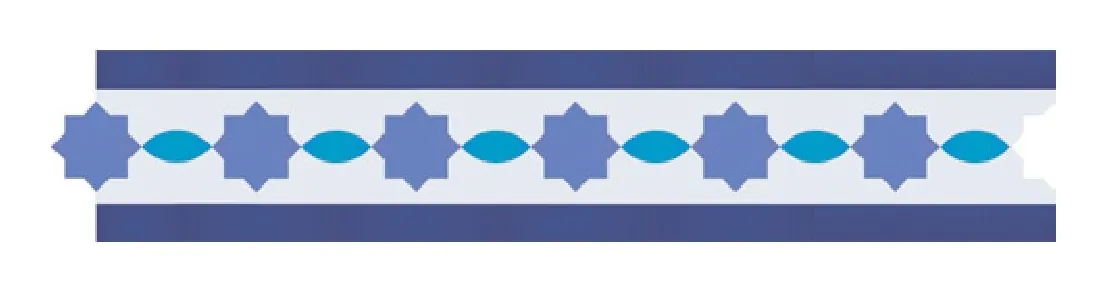 Hammam zellige pattern layout drawing with dimensions