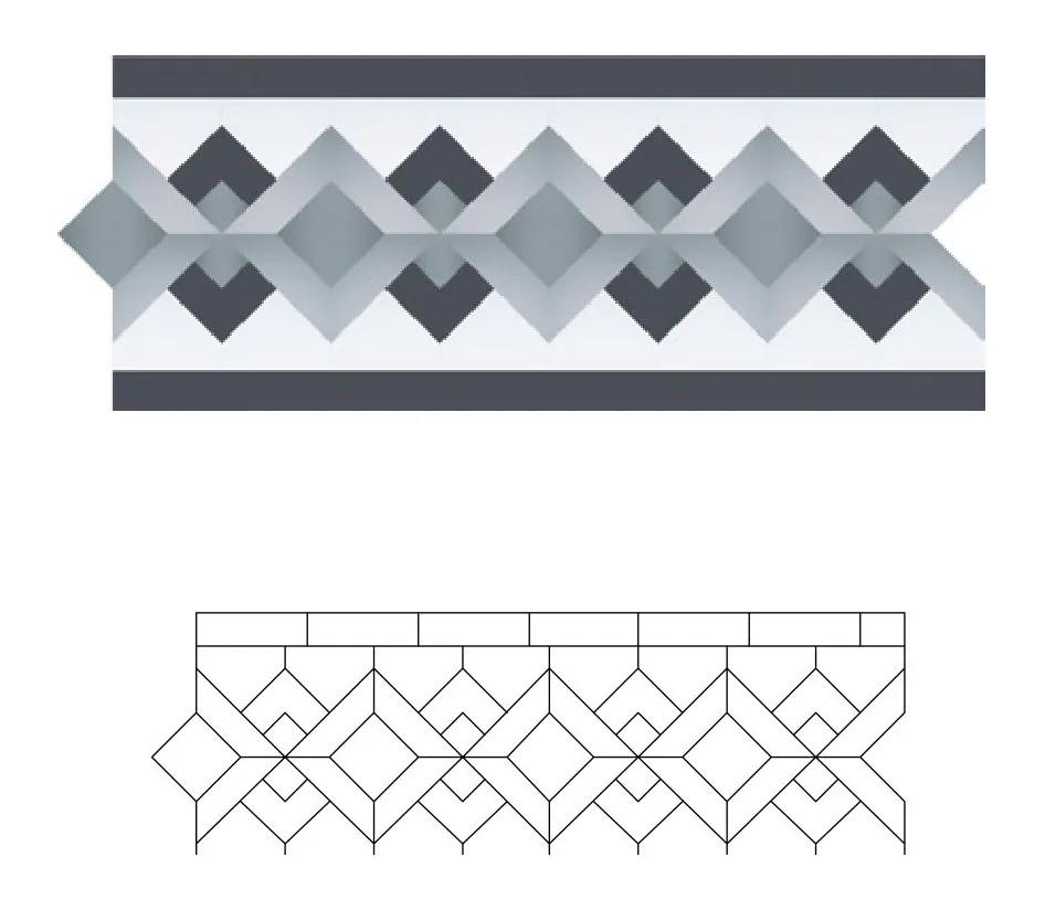 Hassane zellige pattern layout drawing with dimensions