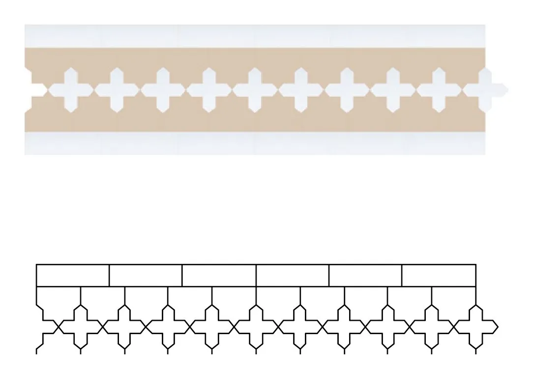 Iflli zellige pattern layout drawing with dimensions