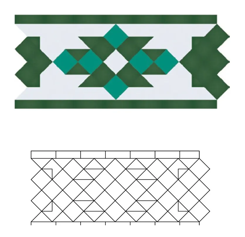 Jeda zellige pattern layout drawing with dimensions