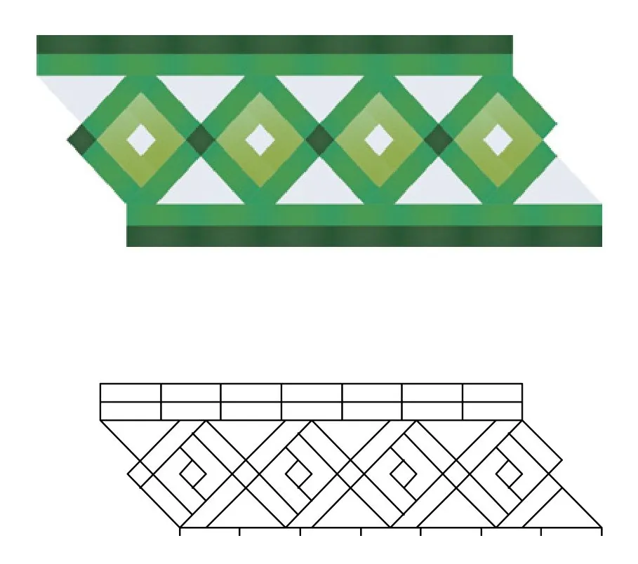 Kasaba zellige pattern layout drawing with dimensions