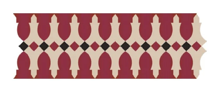 Kayrawaa zellige pattern layout drawing with dimensions