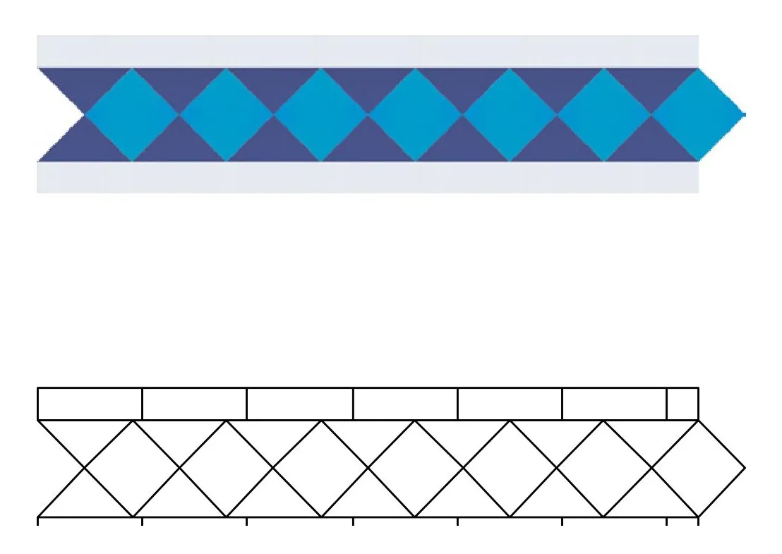 Manador zellige pattern layout drawing with dimensions