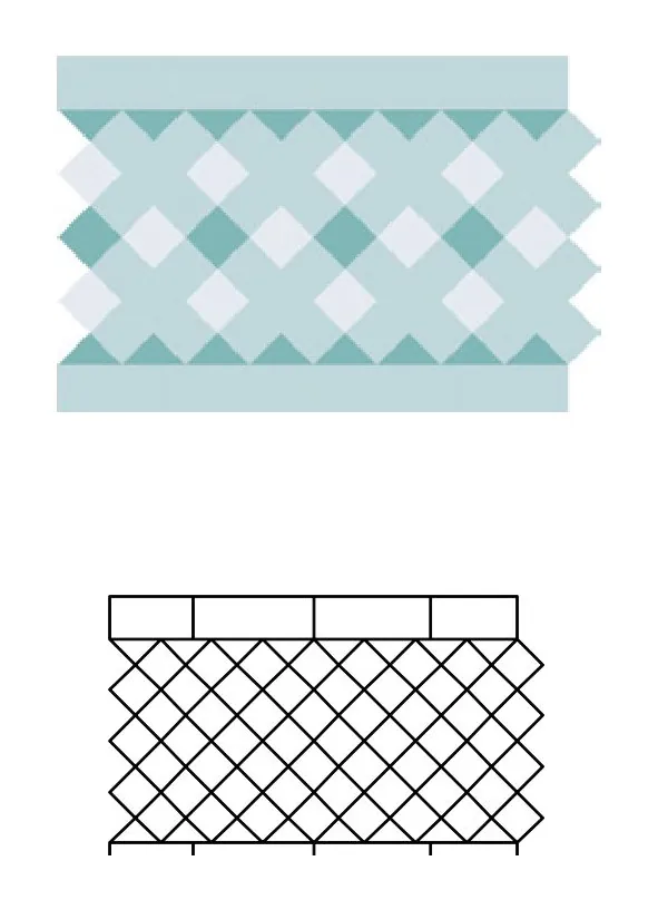 Manchara zellige pattern layout drawing with dimensions