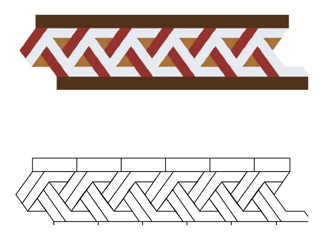 Michlar zellige pattern layout drawing with dimensions