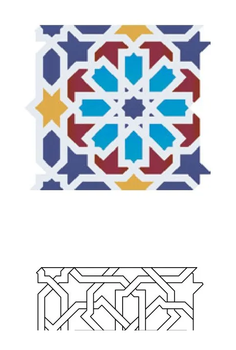 Sultane zellige pattern layout drawing with dimensions