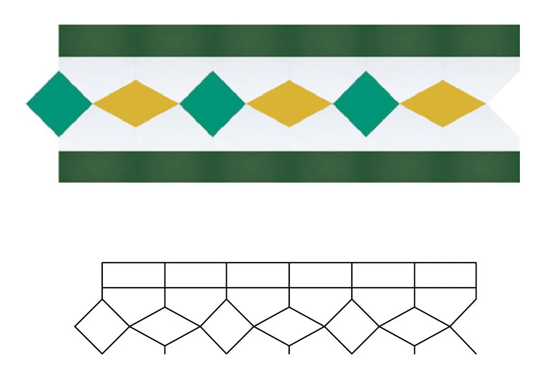 Tirraret zellige pattern layout drawing with dimensions