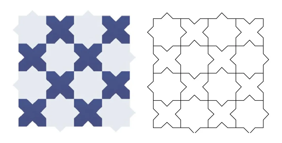 Almira zellige pattern layout drawing with dimensions