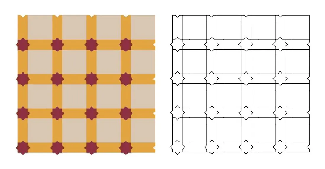 Aniss zellige pattern layout drawing with dimensions