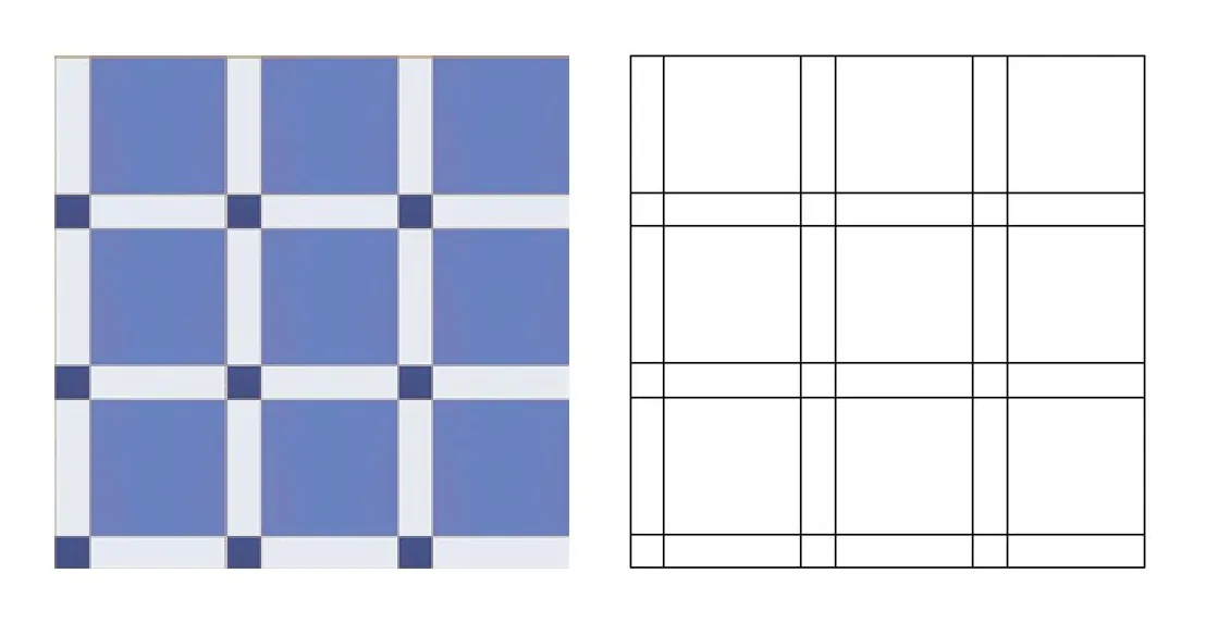Avandora zellige pattern layout drawing with dimensions