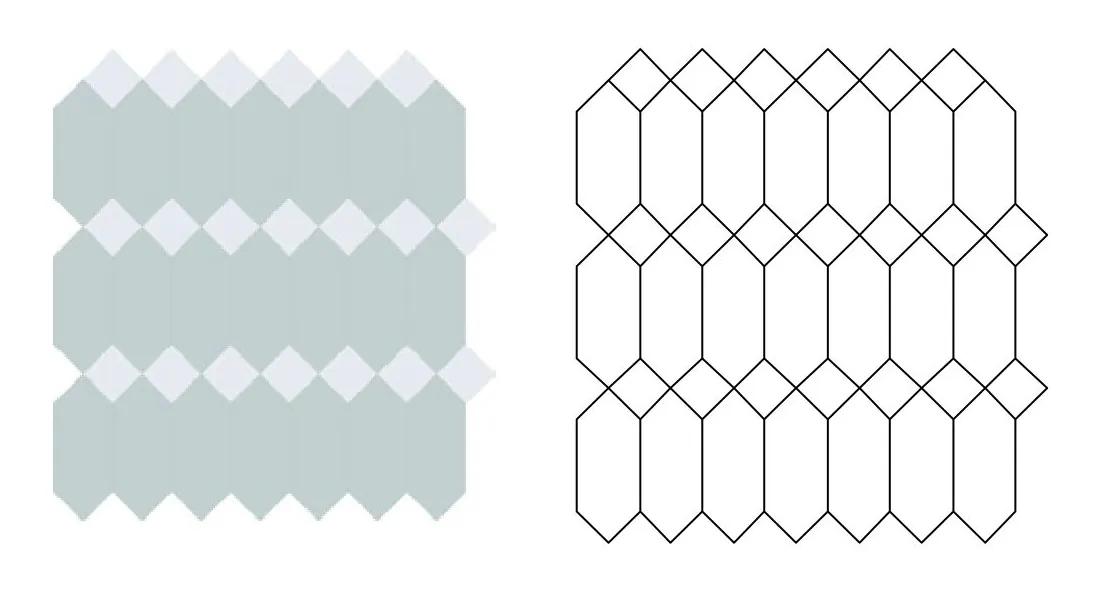 Azifaf zellige pattern layout drawing with dimensions