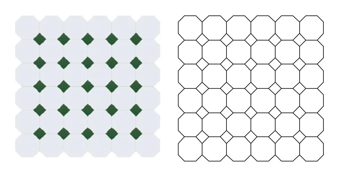 Benzwi zellige pattern layout drawing with dimensions