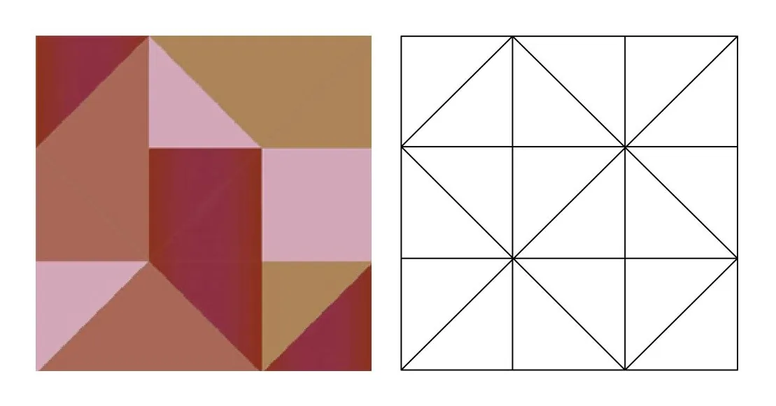 Chamal zellige pattern layout drawing with dimensions