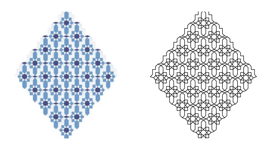 Darmala zellige pattern layout drawing with dimensions
