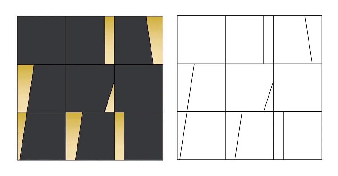 Gold Laidi A zellige pattern layout drawing with dimensions