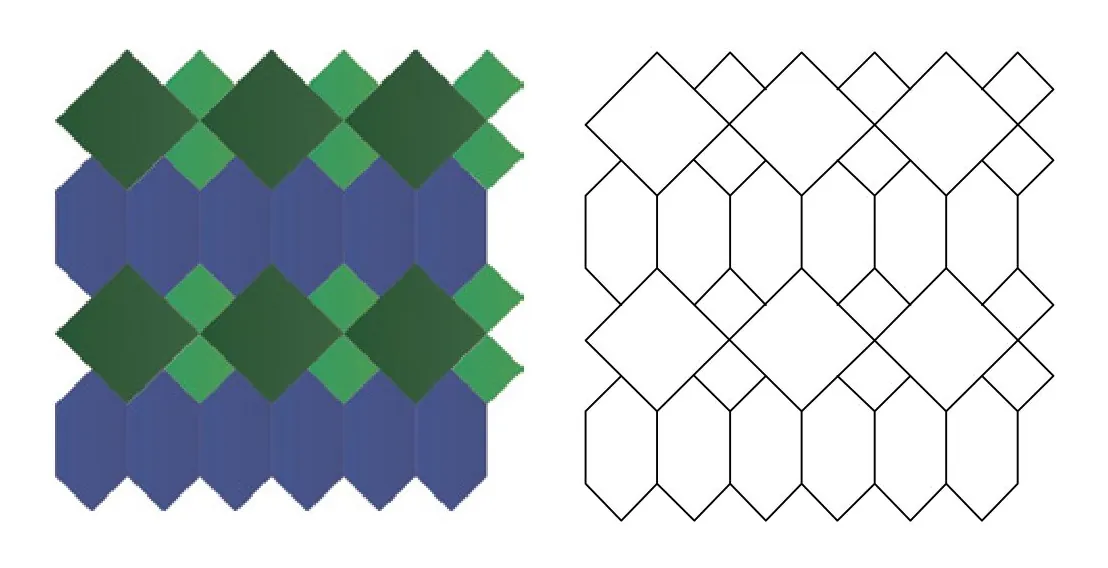 Imikane zellige pattern layout drawing with dimensions