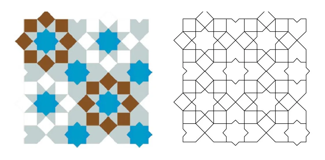 Jasmine zellige pattern layout drawing with dimensions