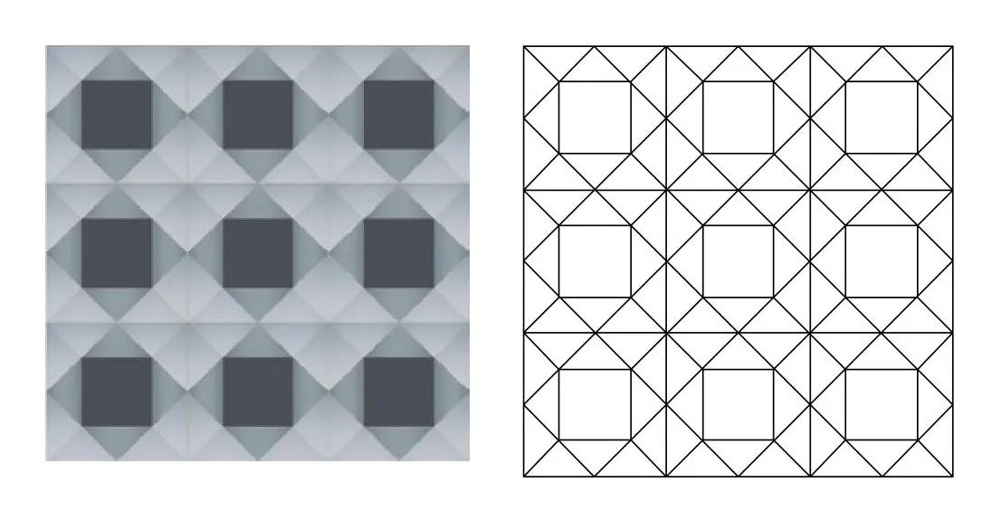 Sakinna zellige pattern layout drawing with dimensions