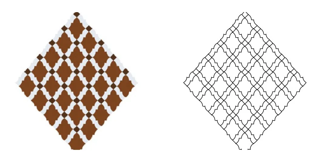 Samar zellige pattern layout drawing with dimensions