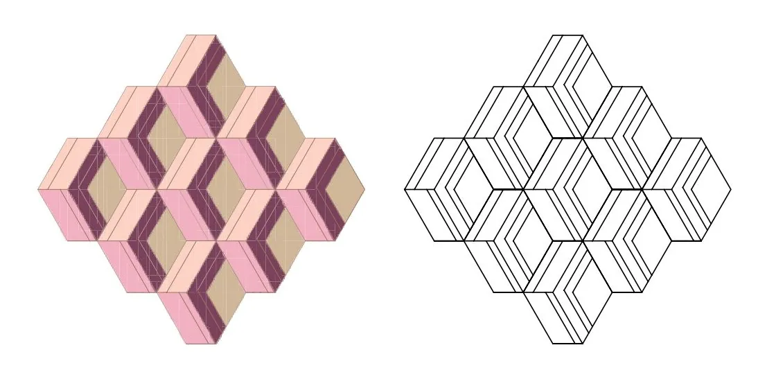 Slimani zellige pattern layout drawing with dimensions