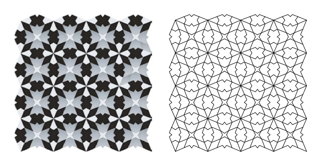 Tamada zellige pattern layout drawing with dimensions