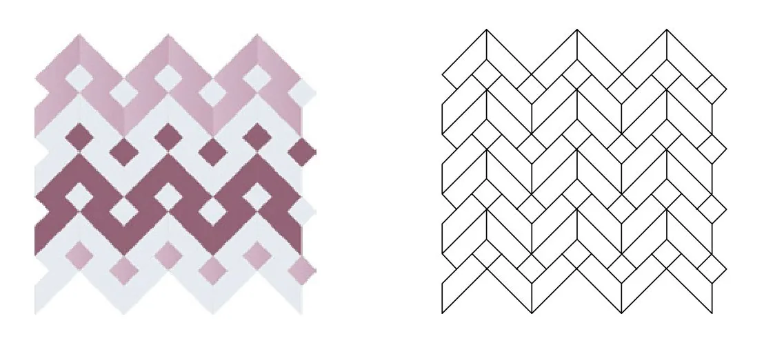 Tarafisse zellige pattern layout drawing with dimensions
