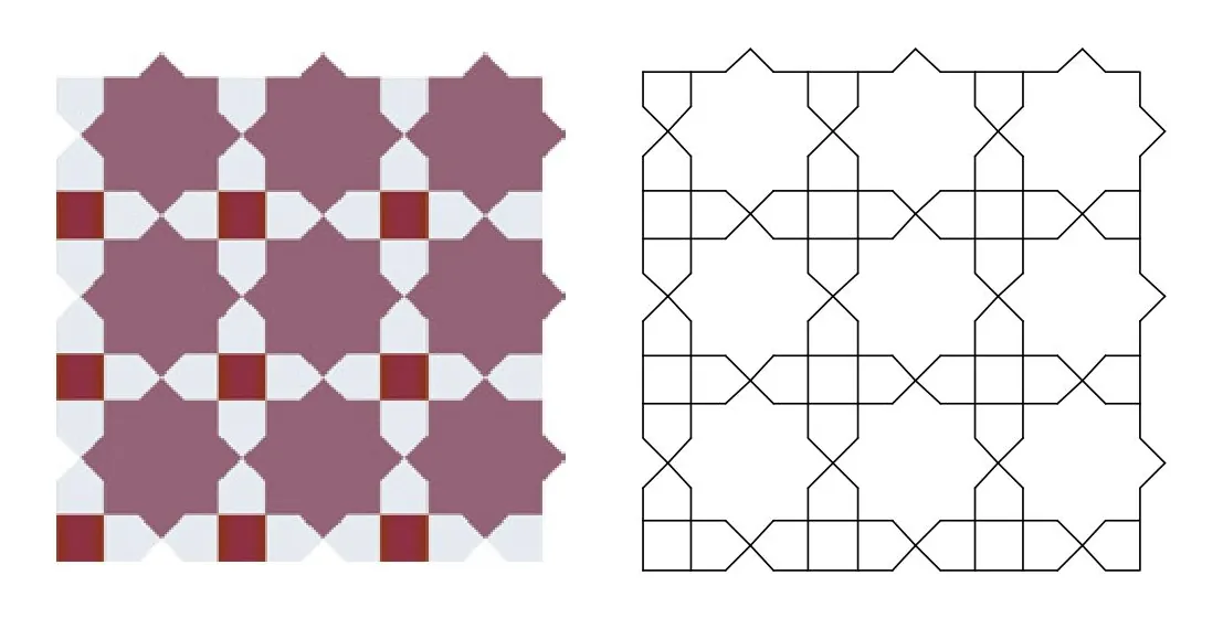 Tergafa zellige pattern layout drawing with dimensions