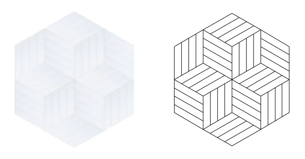 Yaakout Al Atlas zellige pattern layout drawing with dimensions