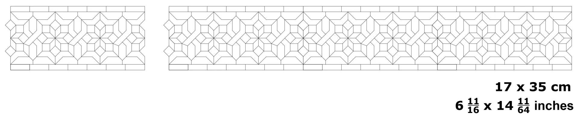 Axife zellige pattern layout drawing with dimensions