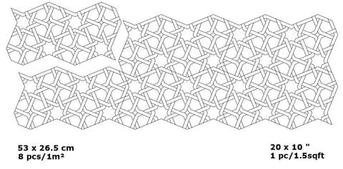 Almahbare zellige pattern layout drawing with dimensions
