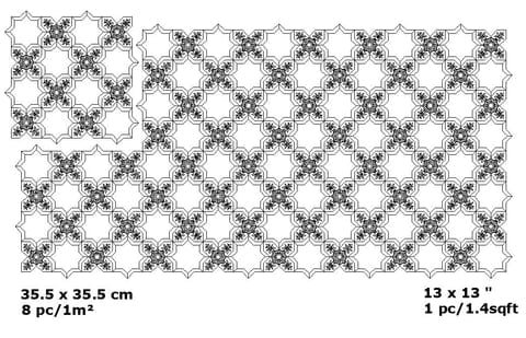 Almarzouka zellige pattern layout drawing with dimensions