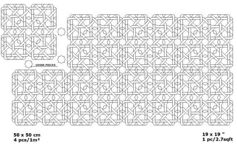 Andalousious zellige pattern layout drawing with dimensions