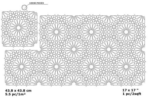 Boulfane zellige pattern layout drawing with dimensions