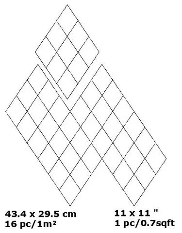 Dades zellige pattern layout drawing with dimensions