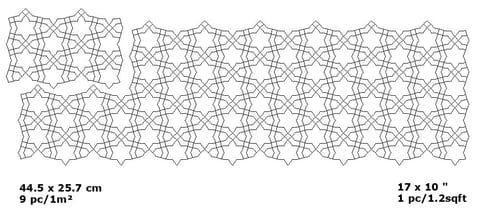 El Kesba zellige pattern layout drawing with dimensions