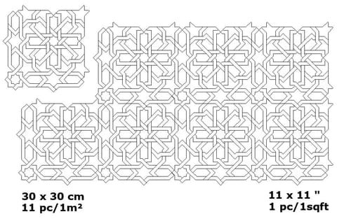 Hazem zellige pattern layout drawing with dimensions