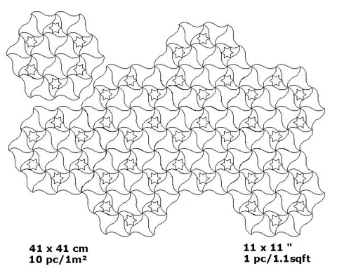 Jenninas zellige pattern layout drawing with dimensions