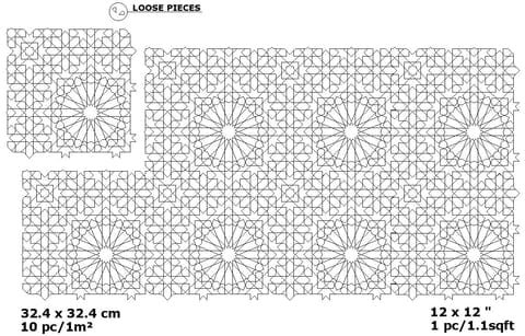 Saf zellige pattern layout drawing with dimensions