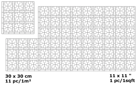 Tarfaya zellige pattern layout drawing with dimensions