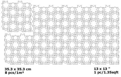 Tinire zellige pattern layout drawing with dimensions