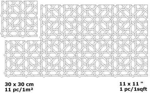 Zahara zellige pattern layout drawing with dimensions