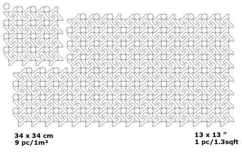 Zouras zellige pattern layout drawing with dimensions